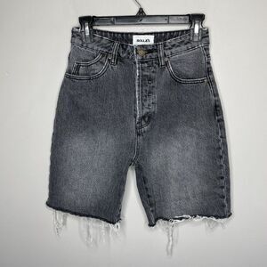 ROLLA'S Black Distressed Classic Cut-Off Denim Shorts High-Rise Button-Fly 24